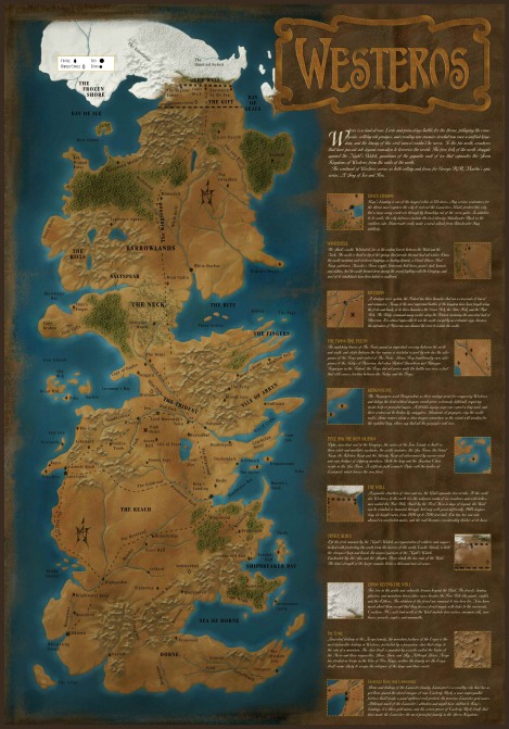 Mike Mayart map of Westeros for Dragon Magazine